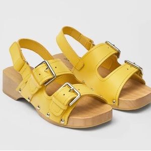Zara wood & leather clogs